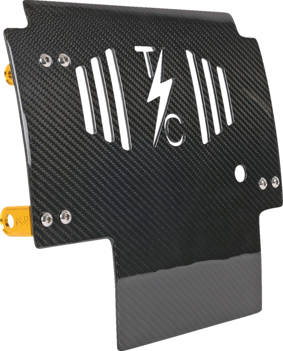 THRASHIN SUPPLY CO. Skid Plate - Carbon Fiber/Gloss - With Gold Brackets - FLHX/FLTRX TSC-3034-5