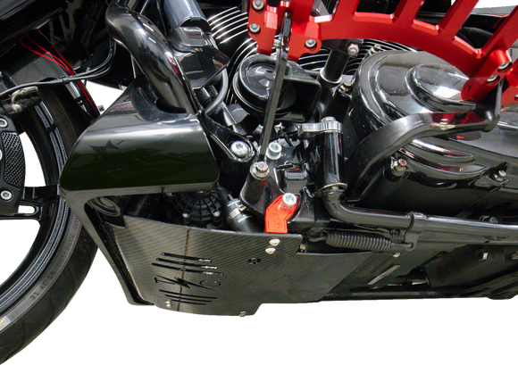 THRASHIN SUPPLY CO. Skid Plate - Carbon Fiber/Gloss - With Red Brackets - FLHX/FLTRX TSC-3034-2
