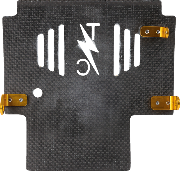 THRASHIN SUPPLY CO. Skid Plate - Carbon Fiber/Gloss - With Gold Brackets - FLHX/FLTRX TSC-3034-5