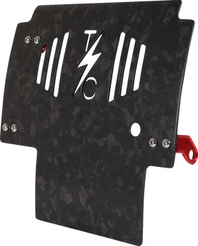 THRASHIN SUPPLY CO. Skid Plate - Carbon Fiber/Forged - With Red Brackets - FLHX/FLTRX TSC-3035-2
