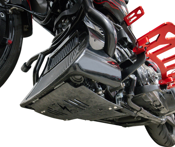 THRASHIN SUPPLY CO. Skid Plate - Carbon Fiber/Forged - With Black Brackets - FLHX/FLTRX TSC-3035-1