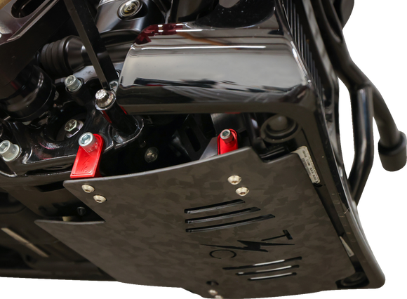 THRASHIN SUPPLY CO. Skid Plate - Carbon Fiber/Forged - With Red Brackets - FLHX/FLTRX TSC-3035-2