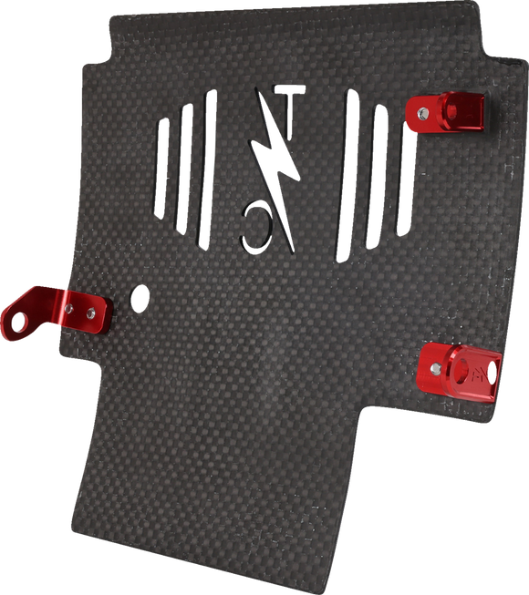 THRASHIN SUPPLY CO. Skid Plate - Carbon Fiber/Forged - With Red Brackets - FLHX/FLTRX TSC-3035-2