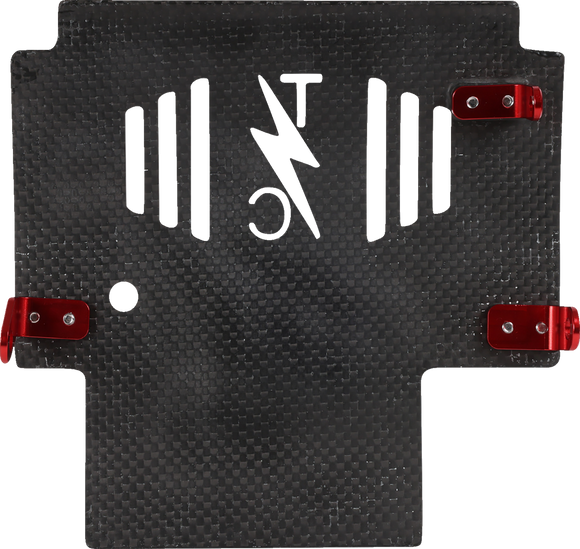 THRASHIN SUPPLY CO. Skid Plate - Carbon Fiber/Forged - With Red Brackets - FLHX/FLTRX TSC-3035-2