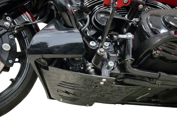 THRASHIN SUPPLY CO. Skid Plate - Carbon Fiber/Forged - With Black Brackets - FLHX/FLTRX TSC-3035-1
