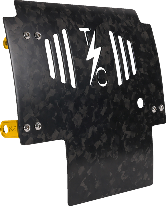 THRASHIN SUPPLY CO. Skid Plate - Carbon Fiber/Forged - With Gold Brackets - FLHX/FLTRX TSC-3035-5