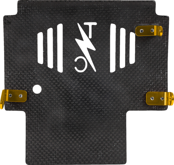 THRASHIN SUPPLY CO. Skid Plate - Carbon Fiber/Forged - With Gold Brackets - FLHX/FLTRX TSC-3035-5