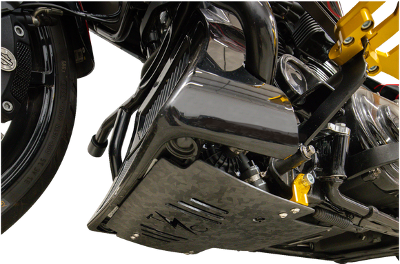 THRASHIN SUPPLY CO. Skid Plate - Carbon Fiber/Forged - With Gold Brackets - FLHX/FLTRX TSC-3035-5