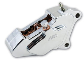 Chrome 4-piston billet front-right brake caliper for Harley-Davidson (Part 602020, 1984–1999; requires mag wheels)