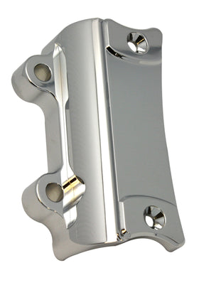 Pro-One replacement caliper bracket #602980 — polished triple-chrome billet aluminum, left-side, fits Softail 2000–2007