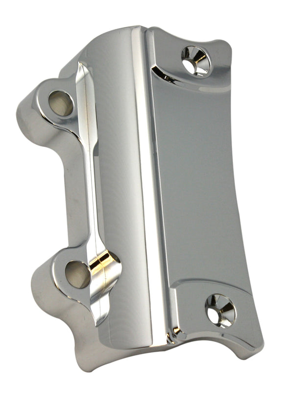 Pro-One replacement caliper bracket #602980 — polished triple-chrome billet aluminum, left-side, fits Softail 2000–2007