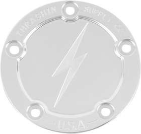 THRASHIN SUPPLY CO. Points Cover - Dished - Polished - 5 Hole - Twin Cam TSC-3026-2