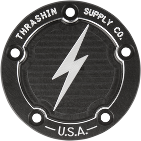 THRASHIN SUPPLY CO. Points Cover - Dished - Black - 5 Hole - Twin Cam TSC-3026-4