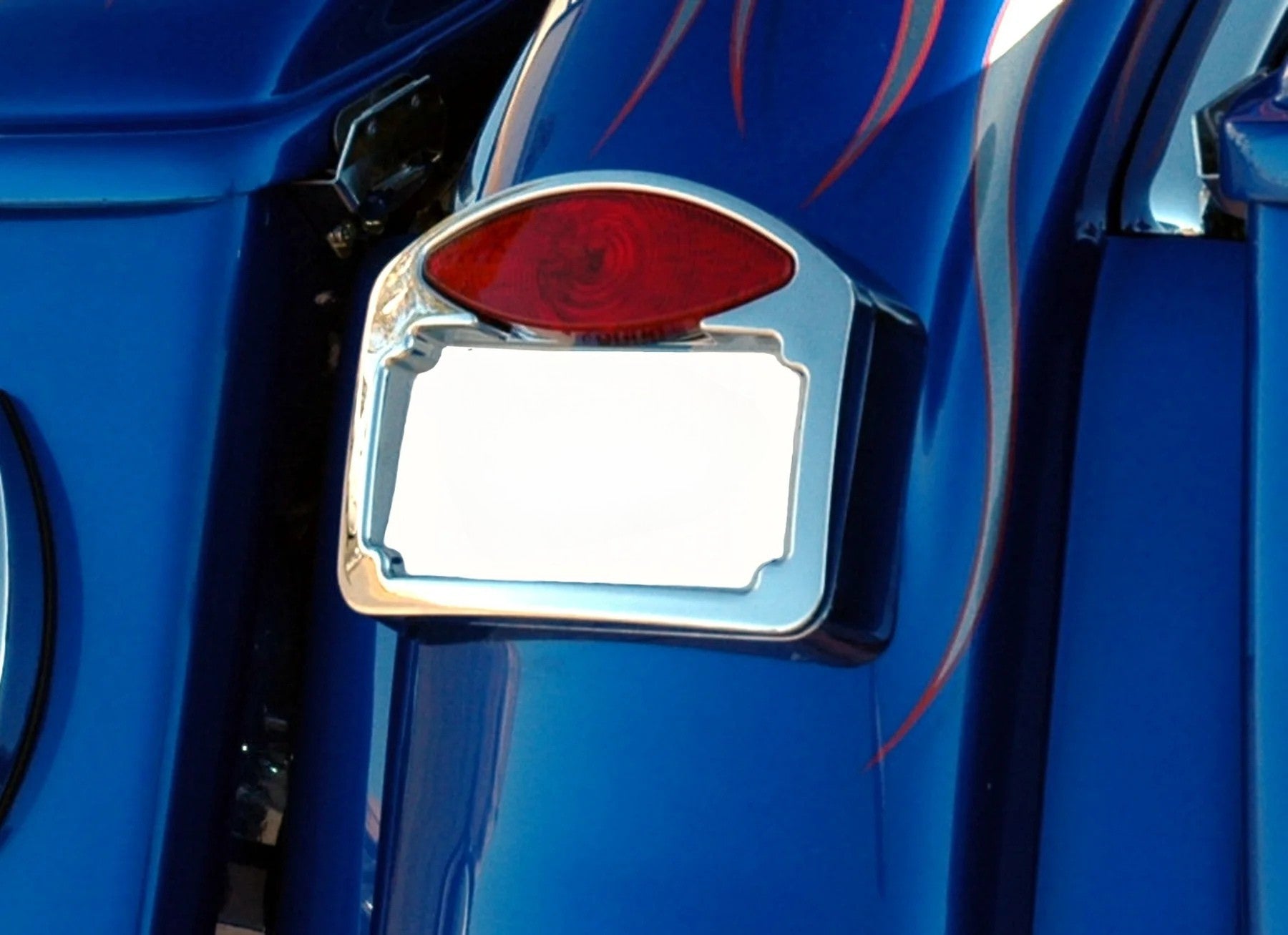 RWD V-Twin 2010-0651 Cat Eye taillight adapter, chrome-plated aluminum mount for OEM Harley-Davidson 2008-2009 FL fenders with 180 tire (FLHR, FLHRC, FLHX, FLTR, FLHT, FLHTCU)