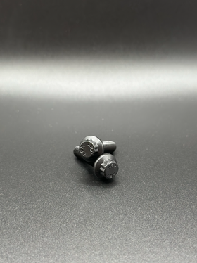 Close-up of BAMCO ARP stainless bolts installed on a Harley-Davidson Harley, ARP Docking Hardware Kit