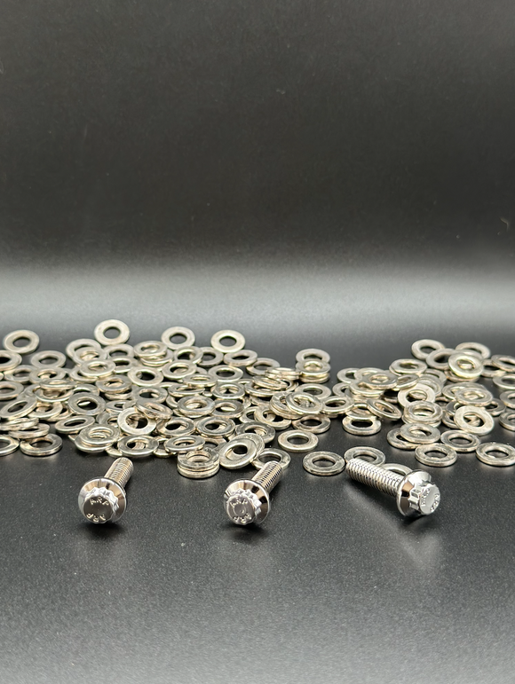 Close-up of BAMCO ARP stainless bolts installed on a Harley-Davidson Street Glide, 17-23 M8 Street Glide Elite ARP Kit