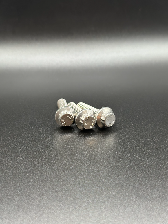 Close-up of BAMCO ARP stainless bolts installed on a Harley-Davidson 23.5+ Touring, 23.5+ Triple Tree Housing ARP Kit