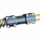 Bamco ARP stainless-steel gold Allen-head bolts in Kraus top clamp on Harley-Davidson handlebar