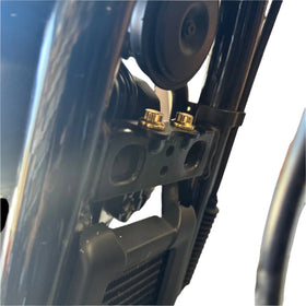 Pair of Bamco ARP stainless steel gold‑plated 12‑point bolts installed on 2018+ Harley‑Davidson Softail M8 top motor mount