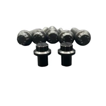 ARP stainless steel Bamco bolts for Harley-Davidson, black flanged head hardware close-up