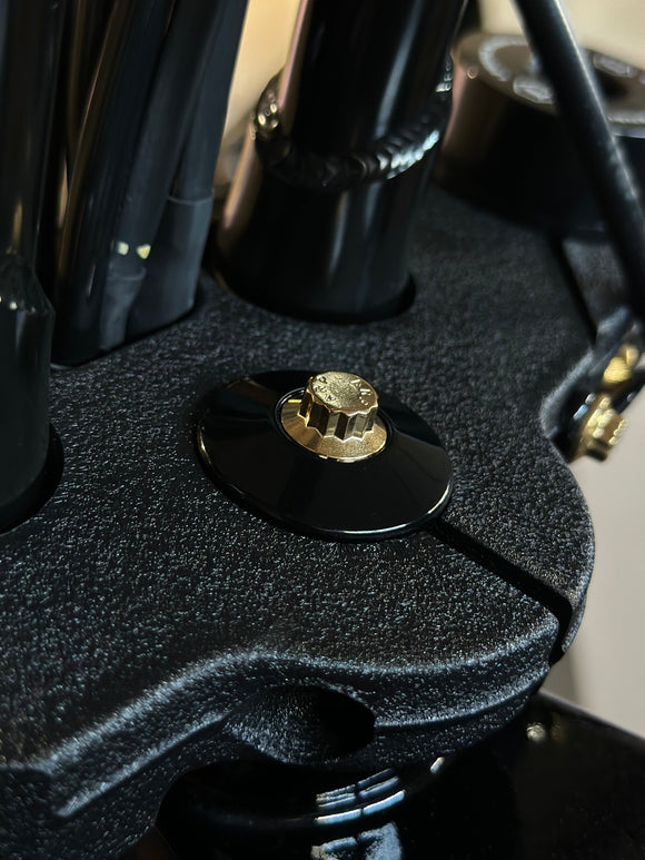 Bamco ARP stainless steel bolt installed in Harley-Davidson black triple clamp