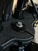 Close-up of Bamco ARP stainless steel bolt installed on Harley-Davidson triple clamp