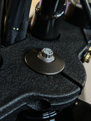 Close-up of ARP stainless steel Bamco bolt installed in Harley-Davidson top triple clamp