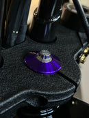 Bamco ARP stainless steel bolt with purple anodized washer on Harley-Davidson triple tree top clamp