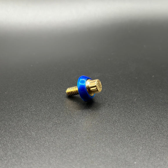 Bamco ARP stainless steel Harley-Davidson bolt with blue anodized washer