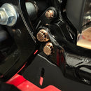 Close-up of BAMCO ARP stainless bolts installed on a Harley-Davidson M8 Softail, M8 Softail Swing Arm ARP Kit