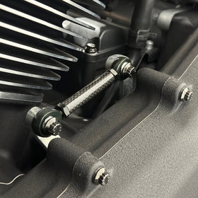 Close-up of BAMCO ARP stainless bolts installed on a Harley-Davidson Harley, Shift Linkage ARP Kit
