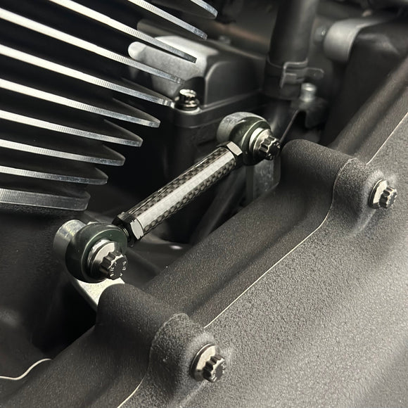 Close-up of BAMCO ARP stainless bolts installed on a Harley-Davidson Harley, Shift Linkage ARP Kit
