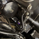 Close-up of BAMCO ARP stainless bolts installed on a Harley-Davidson 06-17 Dyna, 06-17 Dyna Front Motor Mount ARP Kit
