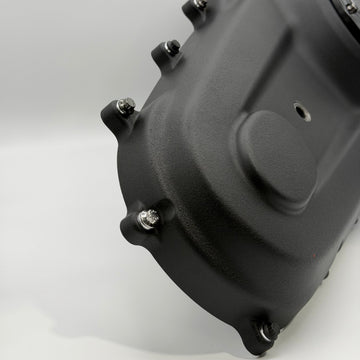 Close-up of BAMCO Outer Primary Washers, powder coated billet washers for Harley-Davidson Harley