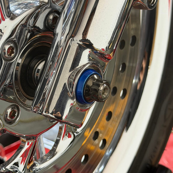 BAMCO 39mm Front Axle ARP Nut Kit finish options, ARP stainless steel bolts for Harley-Davidson, USA made
