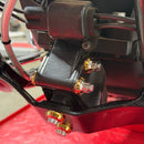 Close-up of BAMCO ARP stainless bolts installed on a Harley-Davidson Dyna, Dyna Isolator ARP Bolt Kit