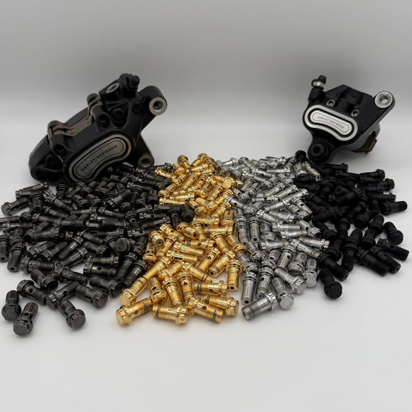 BAMCO M8 Softail ARP Banjo Bolts finish options, ARP stainless steel bolts for Harley-Davidson, USA made