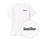 White t-shirt with 'Speed Kings' logo on a white background