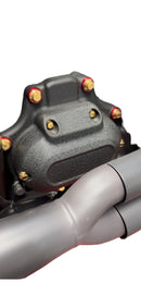 Bamco ARP stainless steel gold 12-point bolts with red washers on Harley-Davidson 6-speed transmission cover