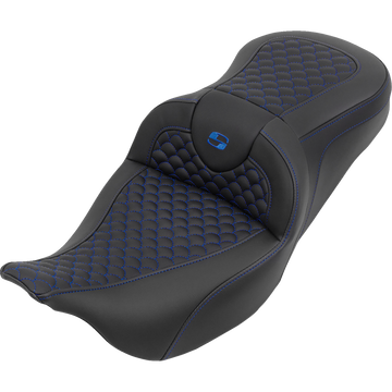 Saddlemen Roadsofa Seat Without Backrest Dragon Stitch Blue Stitch FLH/FLT '08-'25