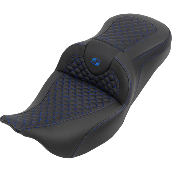 Saddlemen Roadsofa Seat Without Backrest Dragon Stitch Blue Stitch FLH/FLT '08-'25