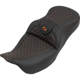 Saddlemen Roadsofa Seat Without Backrest Dragon Stitch Orange Stitch FLH/FLT '08-'25
