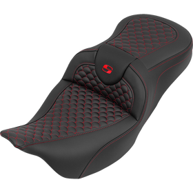 Saddlemen Roadsofa Seat Without Backrest Dragon Stitch Red Stitch FLH/FLT '08-'25