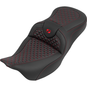 Saddlemen Roadsofa Seat Without Backrest Dragon Stitch Red Stitch FLH/FLT '08-'25