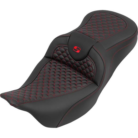 Saddlemen Roadsofa Seat Without Backrest Dragon Stitch Red Stitch FLH/FLT '08-'25