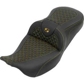 Saddlemen Roadsofa Seat Without Backrest Dragon Stitch Gold Stitch FLH/FLT '08-'25
