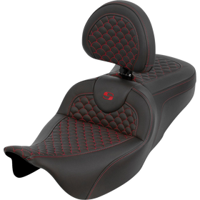 Saddlemen Roadsofa Seat Dragon Scale Red Stitch with Backrest Touring '08-'25