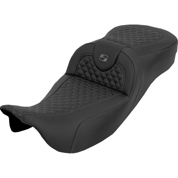 Saddlemen Extended Reach Roadsofa Seat Dragon Scale W/O Backrest Gray Stitch FLH/FLT '08-'25