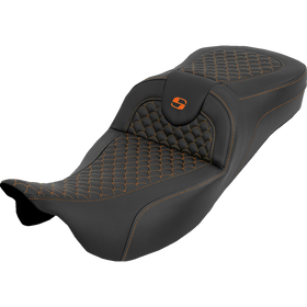 Saddlemen Extended Reach Roadsofa Seat Dragon Scale W/O Backrest Orange Stitch FLH/FLT '08-'25