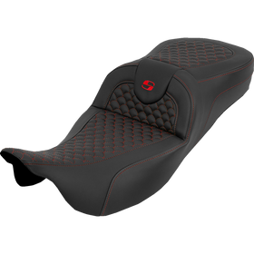 Saddlemen Extended Reach Roadsofa Seat Dragon Scale W/O Backrest Red Stitch FLH/FLT '08-'25